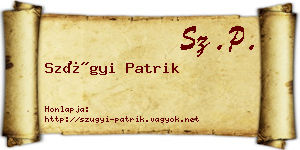 Szügyi Patrik névjegykártya